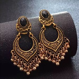 Not Rated Black and Gold Chandelier Earrings